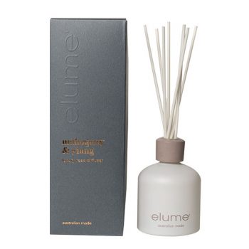 Elume Mahogany And Ylang Scented Reed Diffuser Bottle And Box