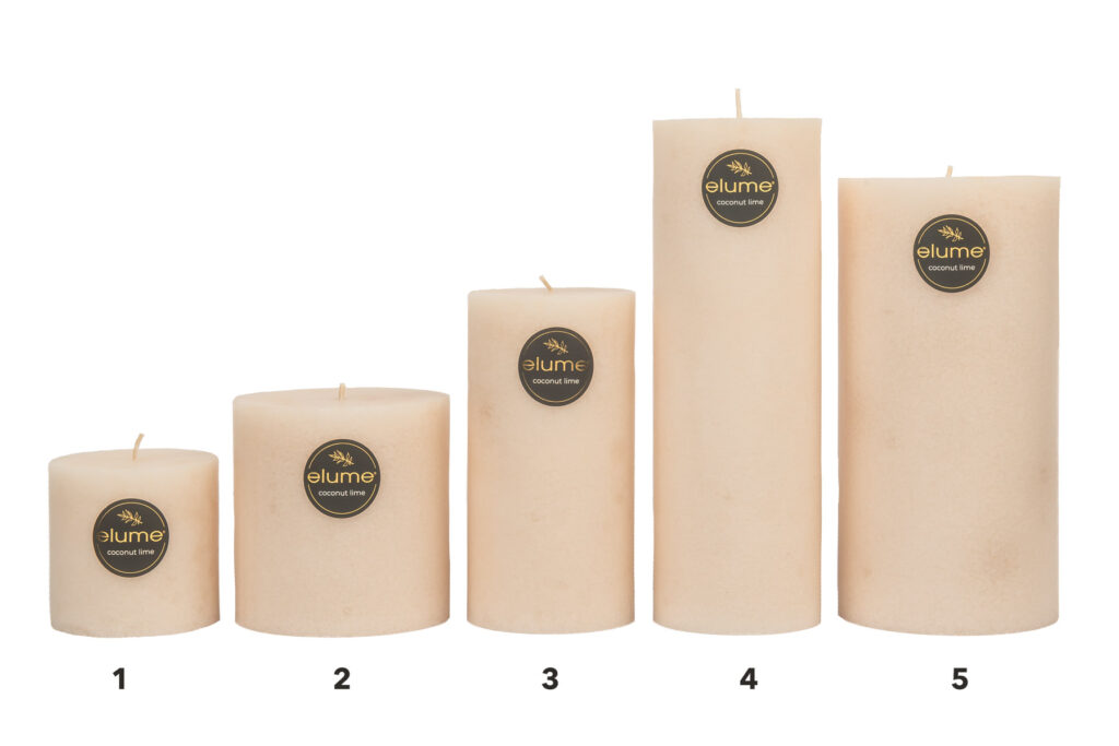 Elume Pillar Candle Coconut Lime Scented Group