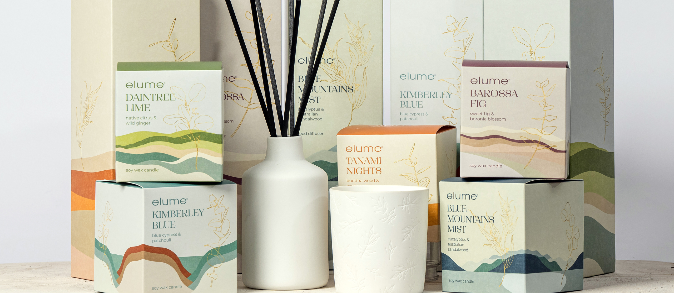 elume Australian escapes range of soy candles and diffusers hero image