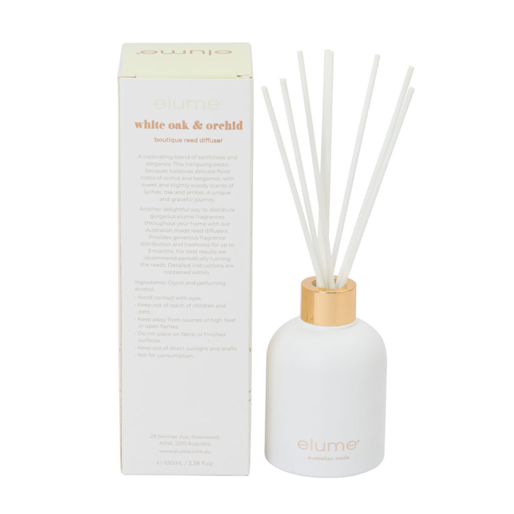 Boutique Reed Diffuser - White Oak & Orchid - Elume Australian Handmade ...