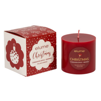 elume-christmas-pillar-candle-cinnamon-spice-berries-red-with-gift-box-3x3-side-view