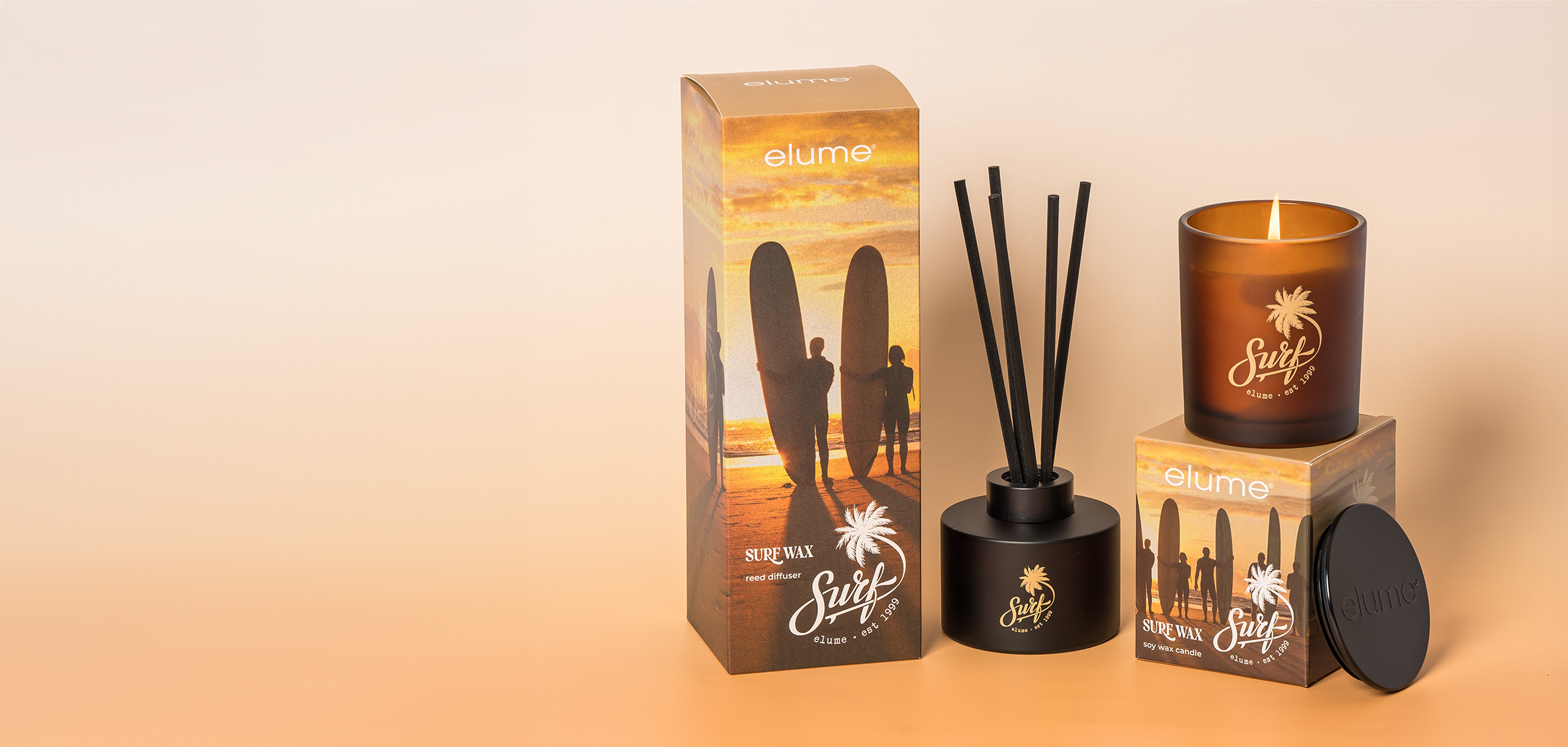 elume's surf range of candles and diffusers