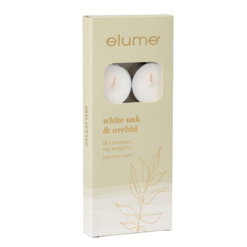 elume soy wax tealights white oak and orchid