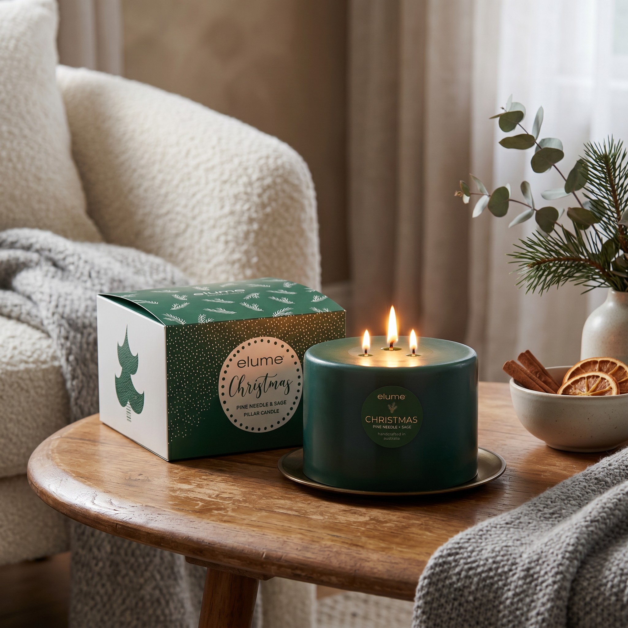Pillar Pine Needle & Sage Three Wick Candle - Image 7