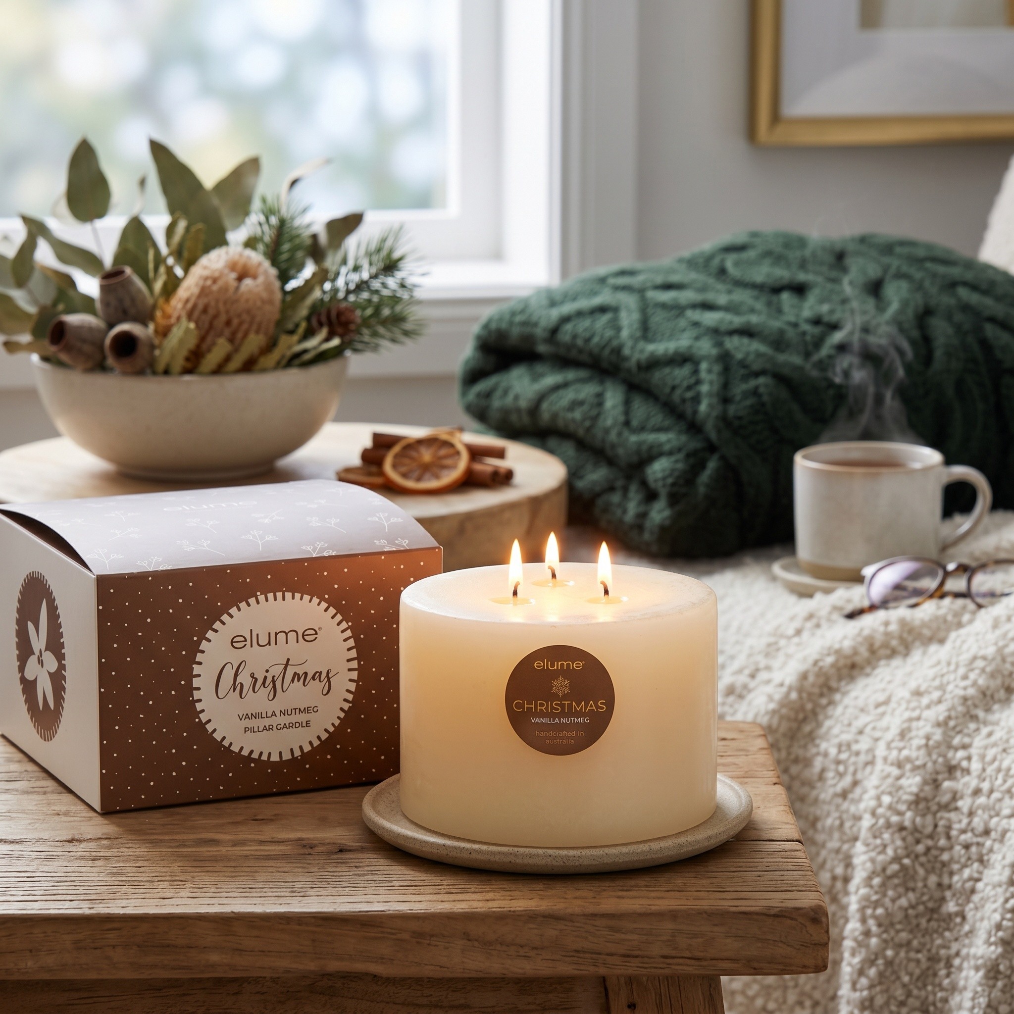Pillar Vanilla Nutmeg Three Wick Candle - Image 7