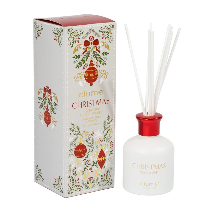 elume christmas signature reed diffuser and decorative box fragrance cinnamon spice and berries